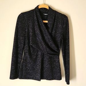 DKNY black faux wrap sweater size Small